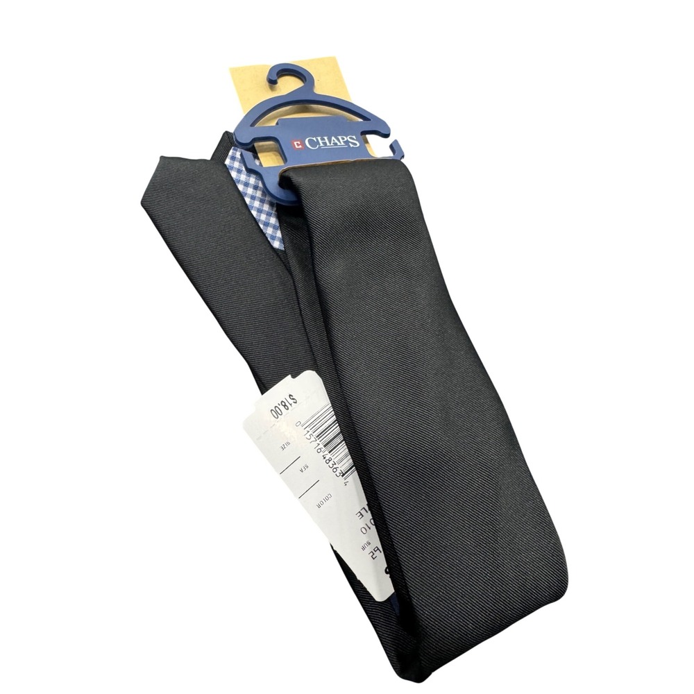 Chaps Boys Solid Black Necktie Gingham Lining Formal‎ Wedding School Suit NWT